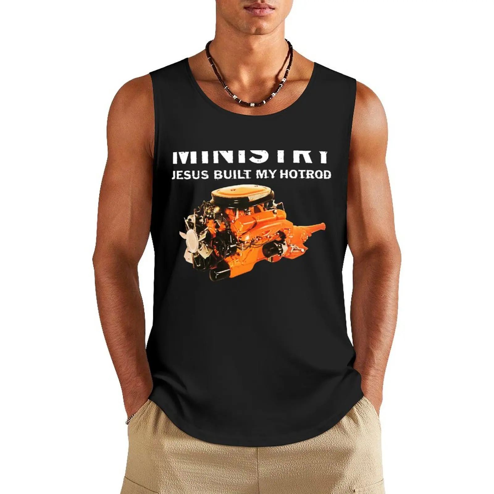 Ministry Jesus Built My Hotrod Tank Top summer clothes man 2024 Men's cotton t-shirt