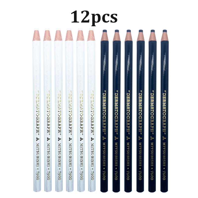 

12pcs/lot Tattoo Eyebrow Uni Marker Paint Pencil Eyebrow Makeup Pen Japan White Black Dermograph 7600 Pencils