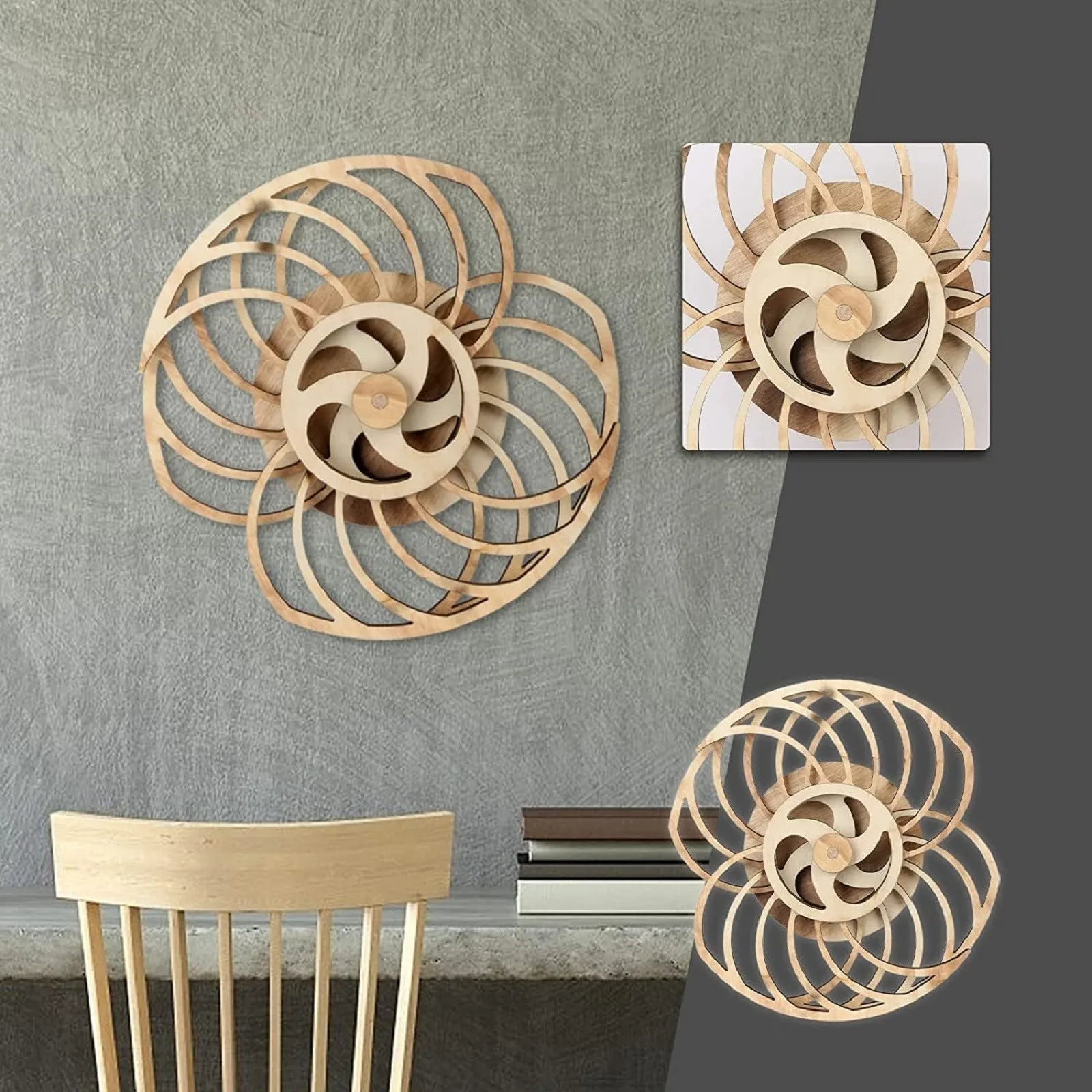 

Wooden Wall Art Sculpture Abstract 3d Energy Windmill Wall Decor Ornaments For Living Room Kitchen Door Hanging Beads Curtain