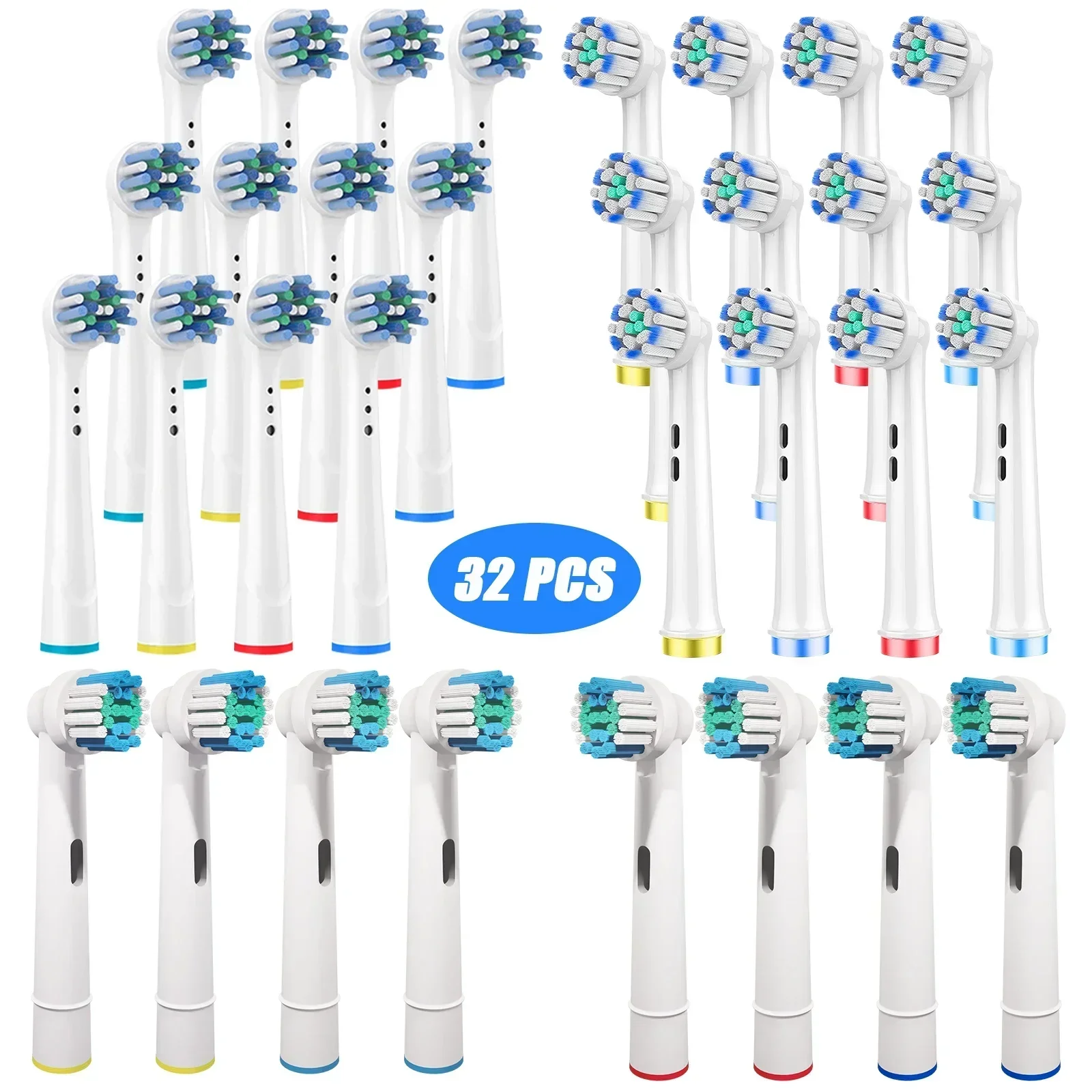 32PCS Electric Toothbrush Heads Refill Fits Oral b Braun PRECISION CLEAN Replacement Tooth Brush Heads Compatible Oral B 3 Types