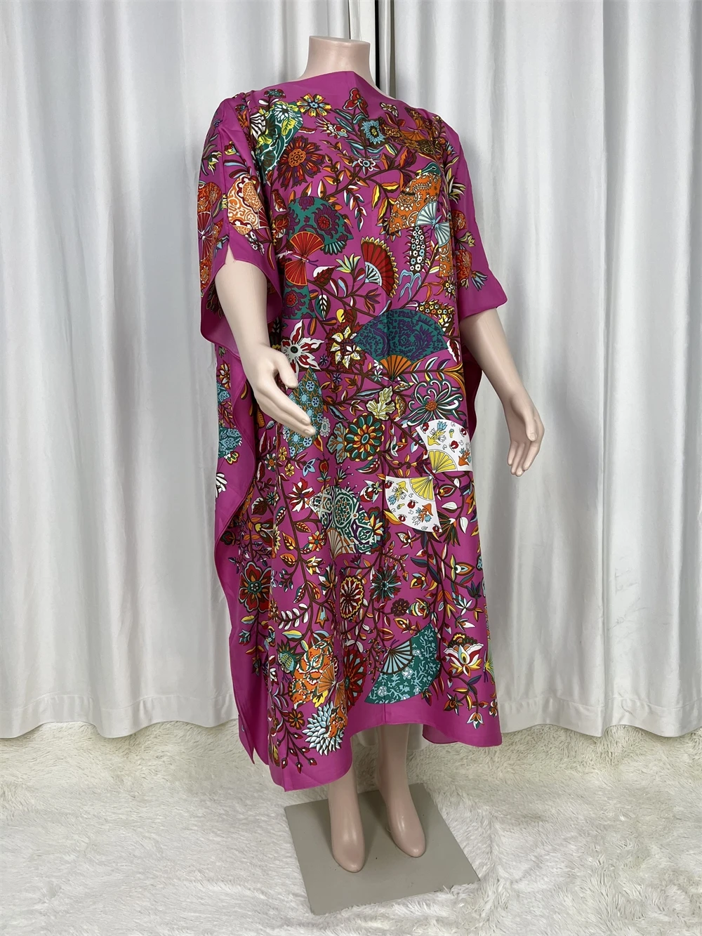 Robe de plage d'été style bohème pour femmes, tenue de bain, trempée, manches chauve-souris imprimées, robe maxi adt, Arabie saoudite, 2024