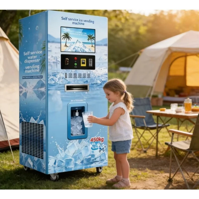 Bagged bulk ice cube vending machine Commercial vending machine, can sell 500 kg per day, touch screen, low price