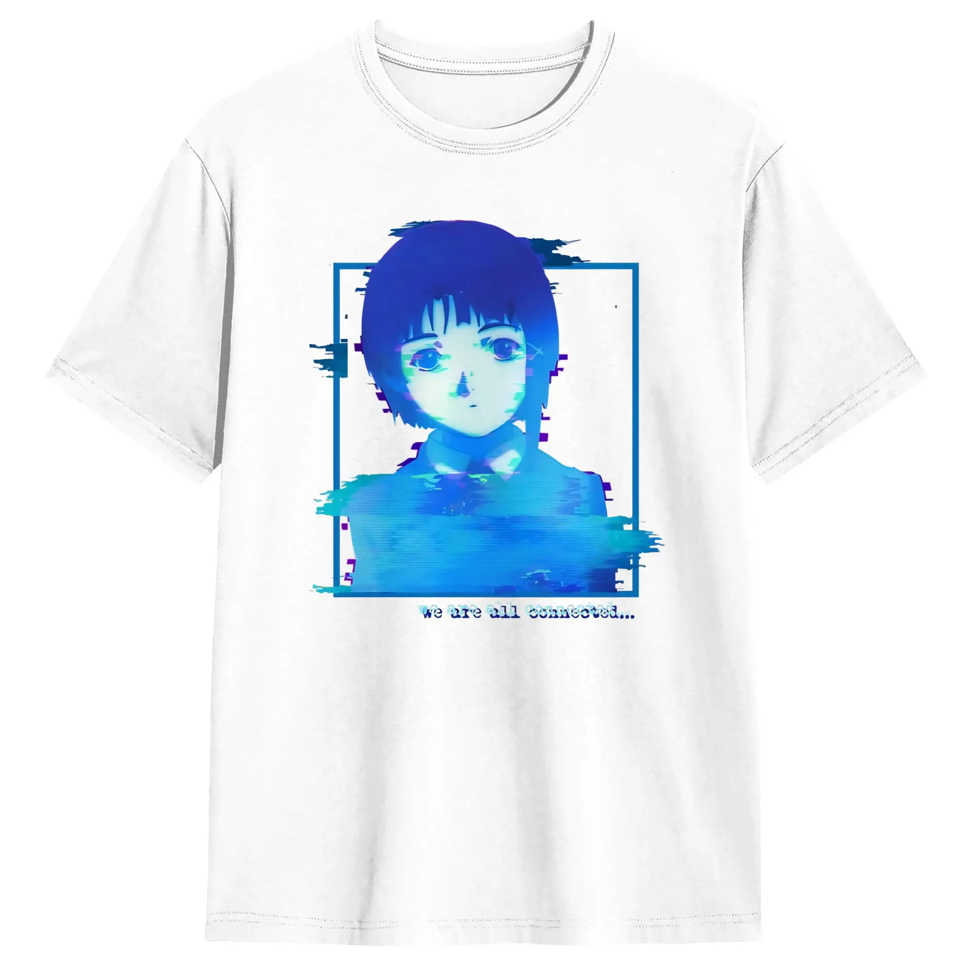 We Are All Connected  T Shirt Beach Serial Experiments Lain Y2K Retro T-Shirts Pure Cotton Harajuku Tee Shirt For Men's Tops