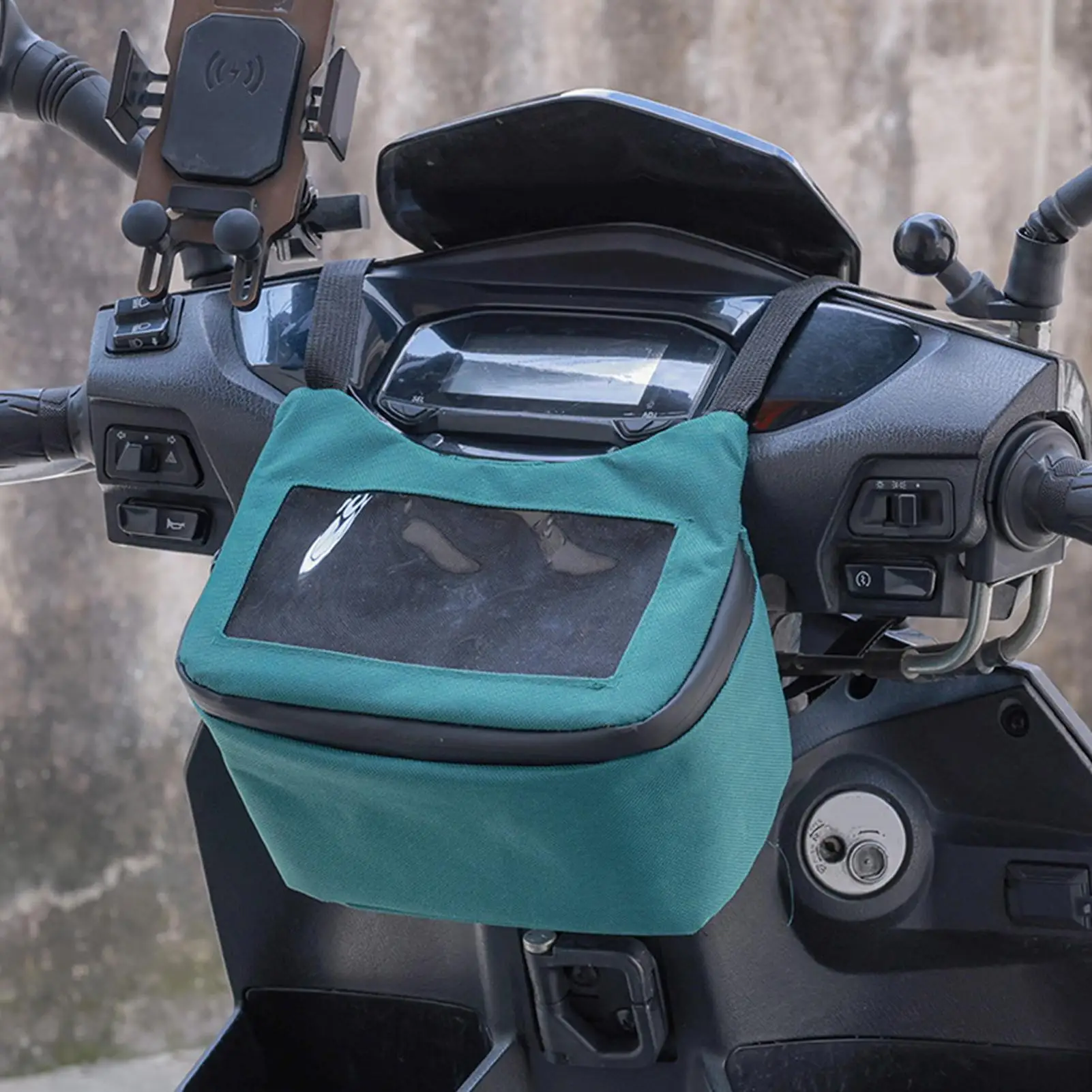 Motorcycle Handlebar Bag Waterproof Front Pouch Touchscreen Window Motorcycle Storage Bag for Motorbike Scooter Key Wallet Phone