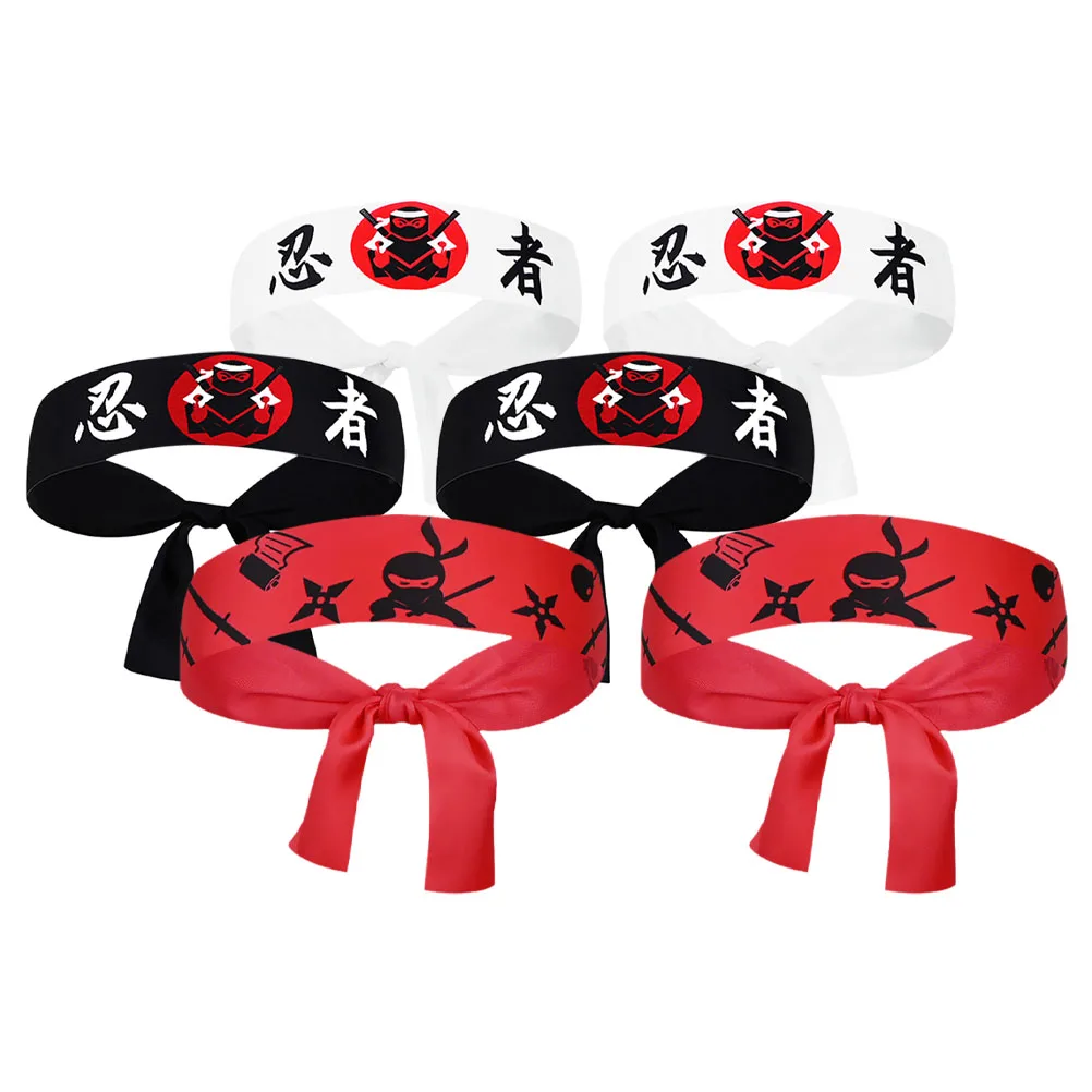 

6 Pcs Headband for Men Dragon Printing Hachimaki Decorative Headbands Women Student