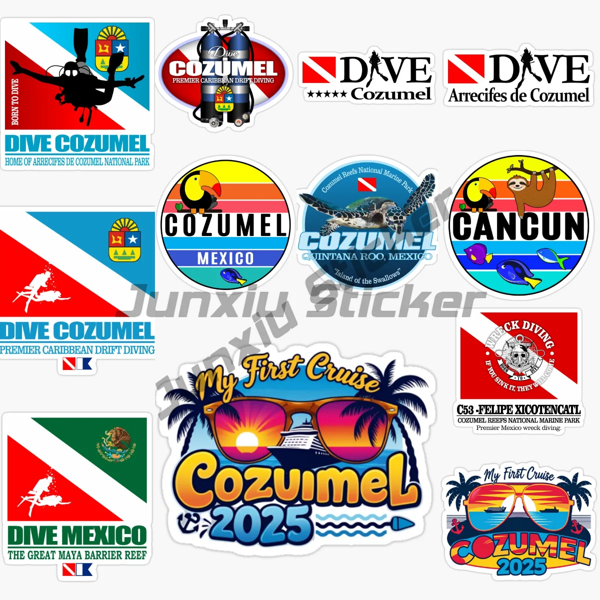 

COZUMEL Diving in Mexico Travel Sticker Vinyl Motorcycle Car Stickers Accessories Luggage Decoration Creative Waterproof Decal