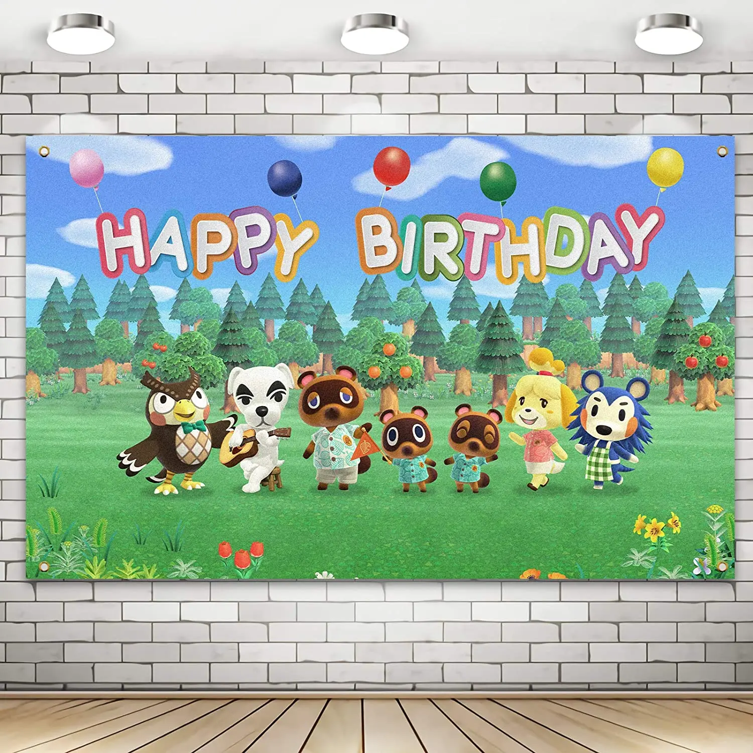 Happy Birthday Photography Backdrop Animal Crossing Theme Photo Booth Party Decoration Supplies Gamer Party Favor Background