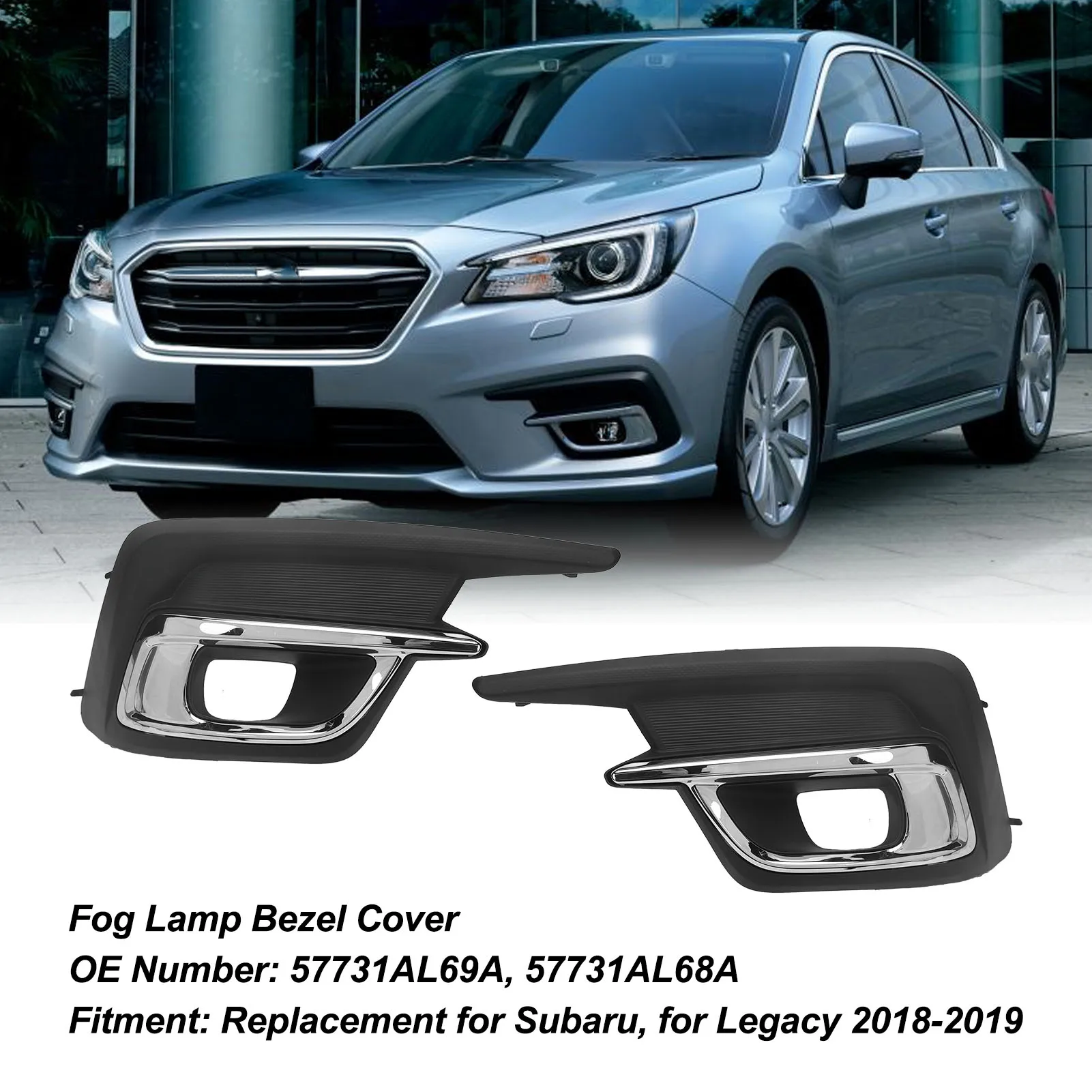 Couvercle de lunette de phare antibrouillard pour Subaru, remplacement de garniture, look stylé, 57731AL69A, 2018 à 2019, 1 paire