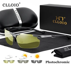 CLLOIO Aluminium Rimless Night Vision Anti-Glare Glasses Photochromic Polarized Driving Sunglasses Travel Fishing Goggle UV400
