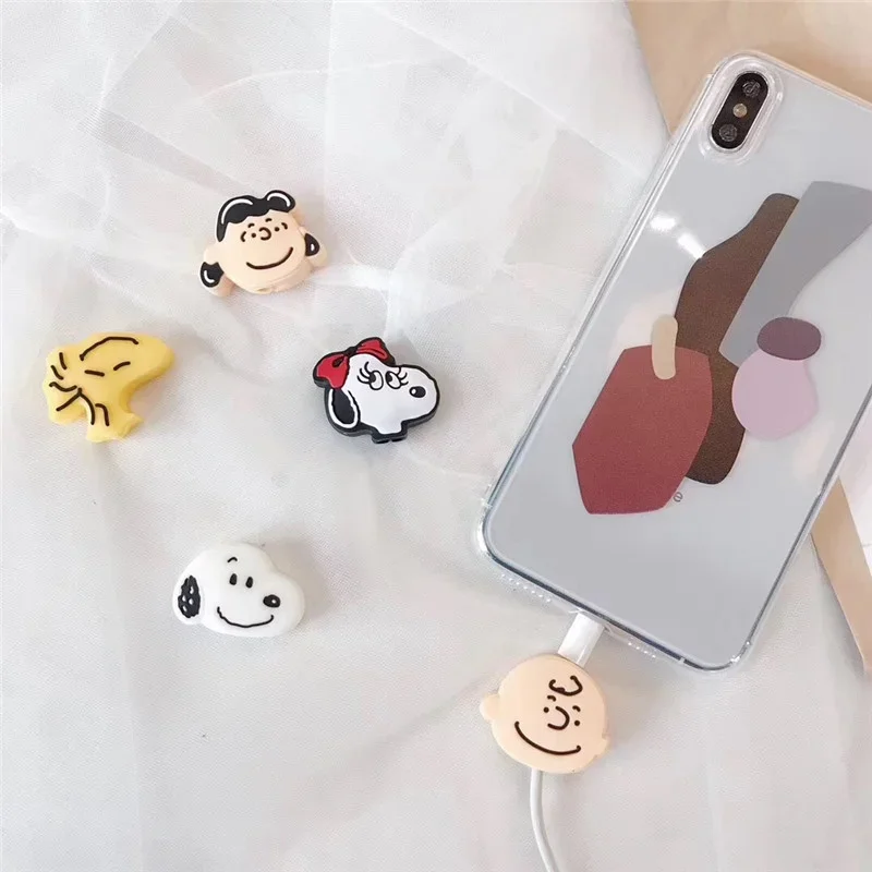 Snoopy Silicone Cute Charger Cable Protector Data Line Protective Bobbin Charging Case for Charger Mobile Phone Accessory Cute