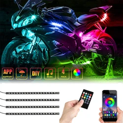 APP LED Motorcycle Car Atmosphere Foot Light Remote Control Flexible Waterproof Sound Control 12V RGB Moto Decorative Lamp Strip