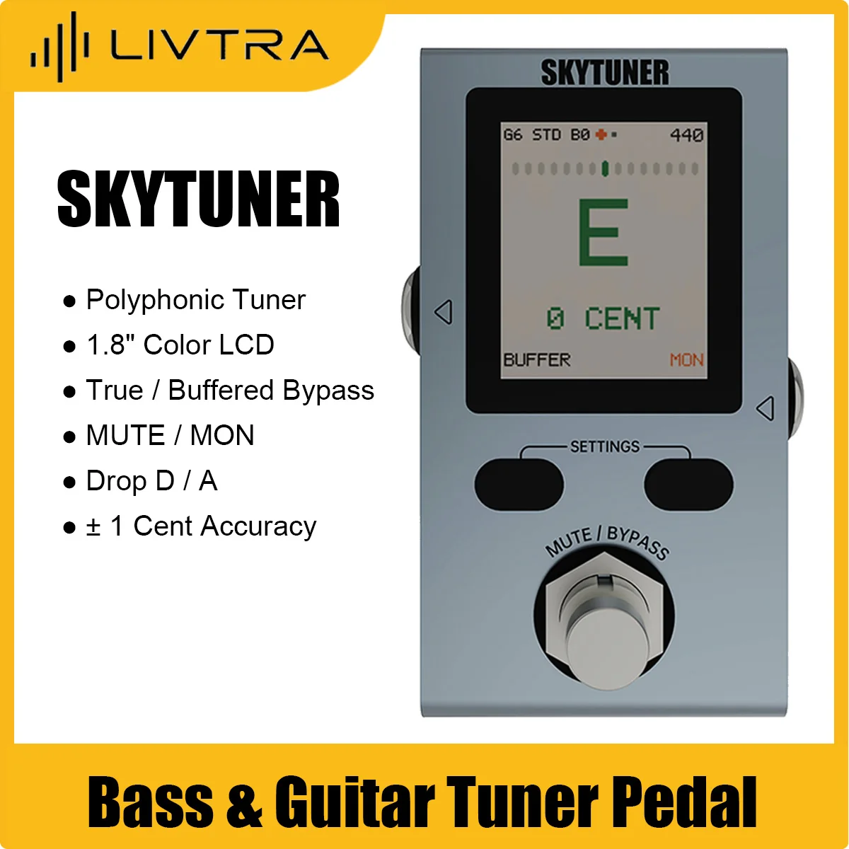 LIVTRA SKYTUNER Chromatic Tuner Pedal - 1.8