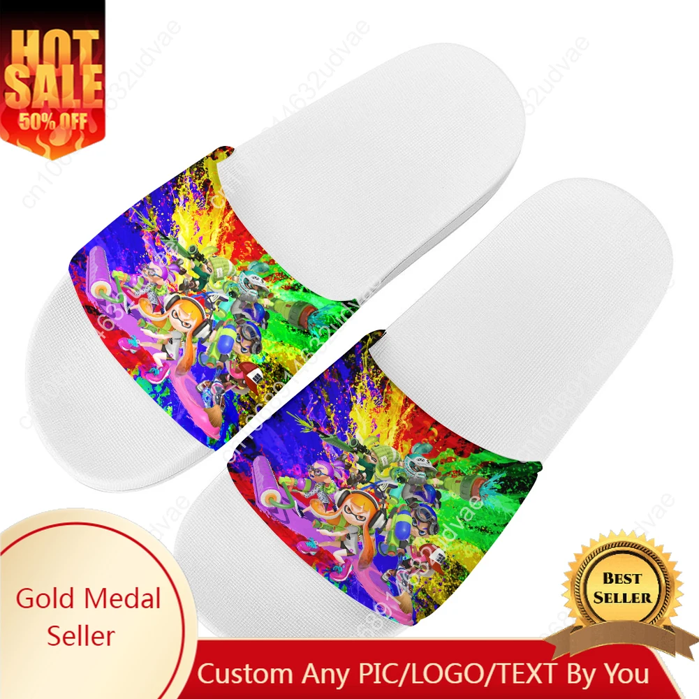 

Тапочки Splatoons, домашние сандалии для ванной комнаты, обувь для воды, мужские и женские домашние сандалии для подростков, летние тапочки по индивидуальному заказу