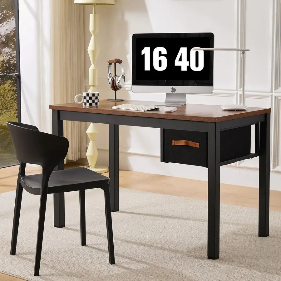 Desk with Drawer, 47 Inch Home Office Work Desks, Modern Writing Study PC Desk Gaming Table for Small Place Bedroom, Thickened T