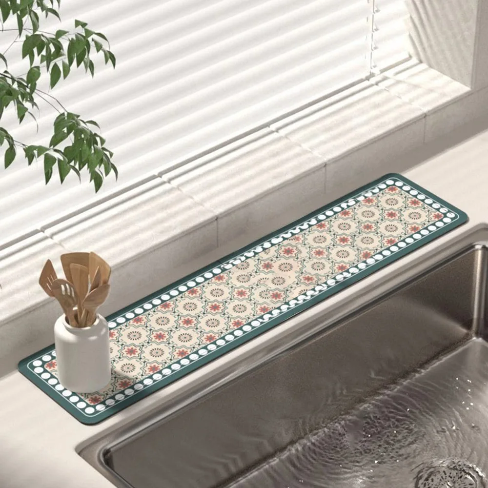 VIKAMA Faucet Drain Gasket Anti-Slip Multi-Functional Water Pad Siliceous Soil Countertop Splash-Proof Protection Mat Home Decor