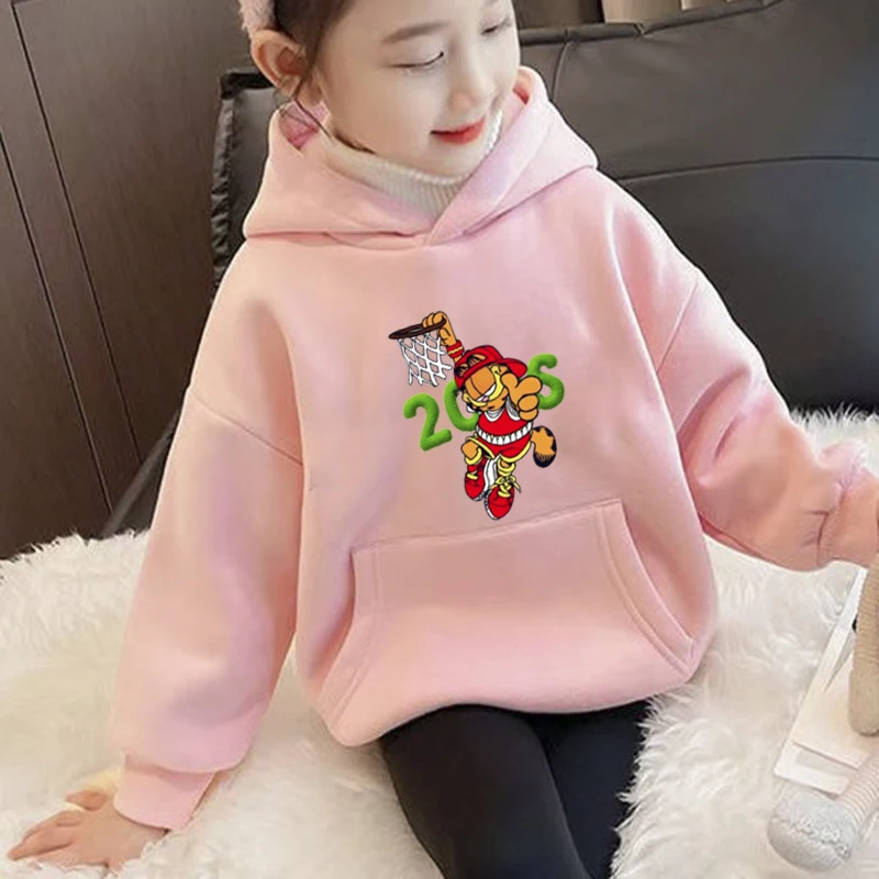

2D Printed Cartoon Anime Kids Pocket Hoodie For Boys and Girls Aged 2-12 Casual Fashionable Fun Jogging Long Sleeved Top