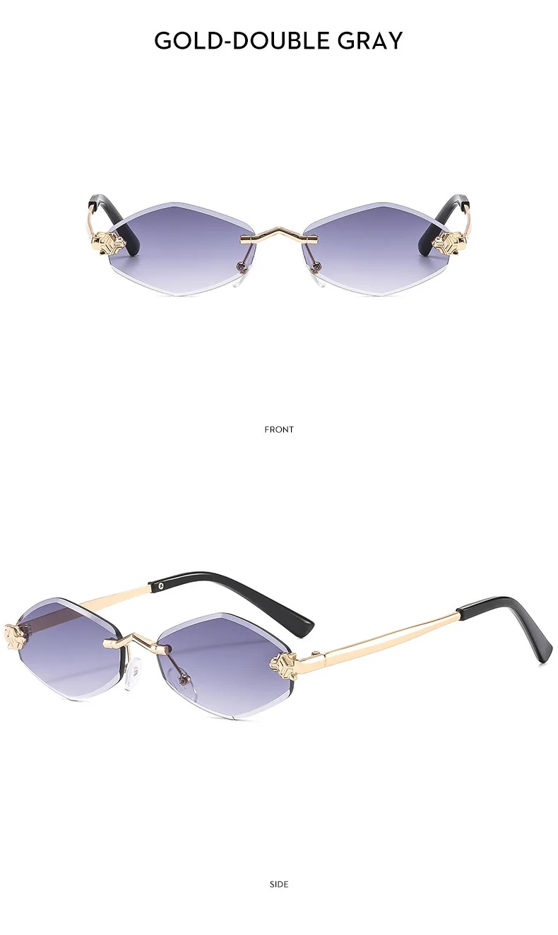 Rahmenlose Rhombus personalisierte Damen-Sonnenbrille, elegante und vielseitige klassische Sonnenbrille, luxuriöse und hochwertige Sonnenbrille UV400. – Detail 15