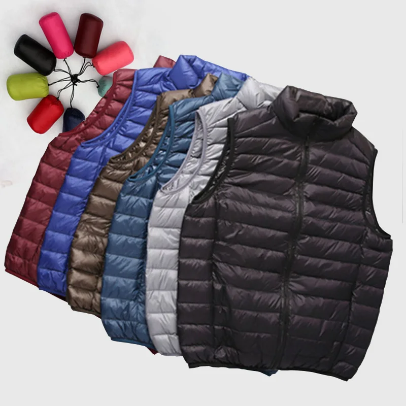 Puffer embalável leve e resistente à água masculino, jaquetas de colete, casacos sem mangas, tamanho grande, novo, 5XL, 6XL, primavera