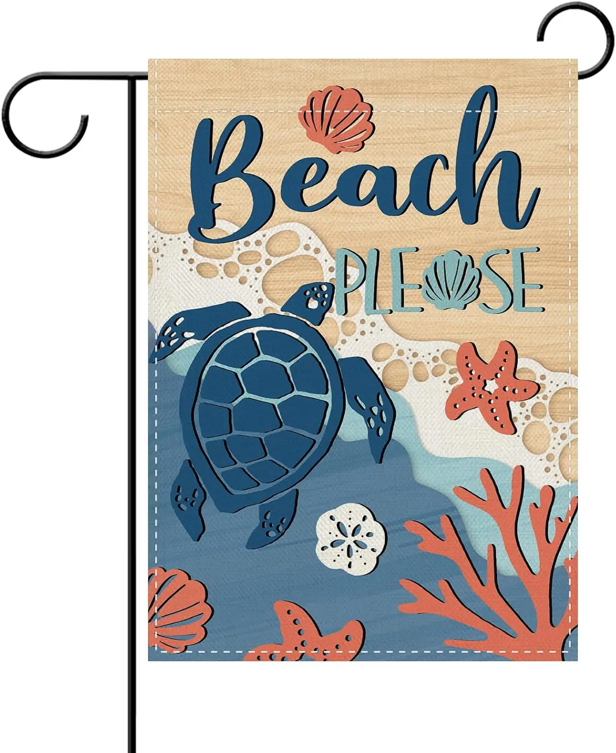 Dyrenson Summer Beach Decorative Garden Flag, Coastal Please Sea Turtle Starfish Shell Coral Yard Outside Home Decoration, N MMZ