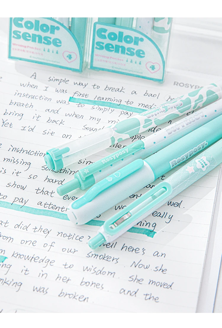 4 stücke Farbe Sinn Schreibstifte Set Creme Text marker schwarz Gel Tinte Stift Marker Liner a7489 – Detail 10