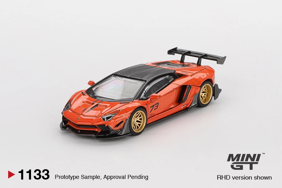 

MINIGT 1/64 LB★WORKS Lamborghini Aventador Limited Edition Orange MGT01133-CH Car Alloy Diecast Metal Model Kids Toys Boys