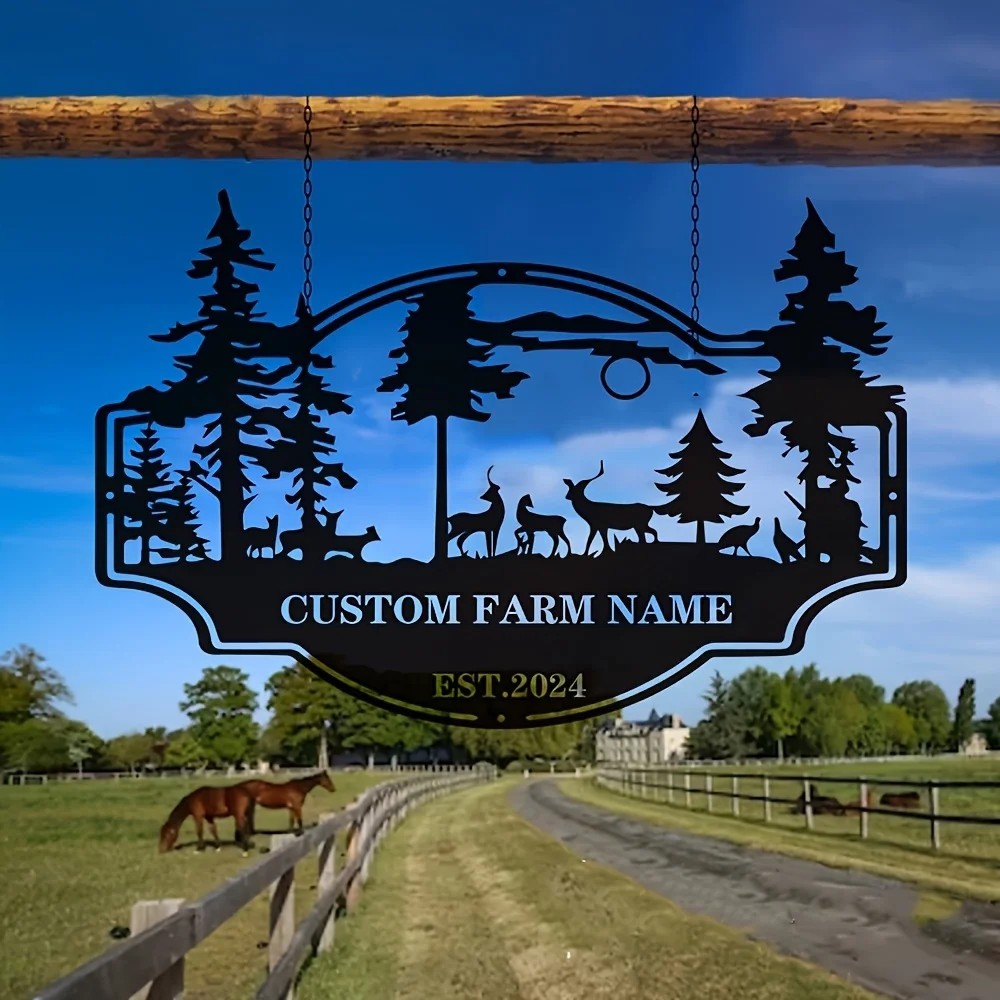 Nature Embrace, Deer Metal Wall Art - Personalized Name Sculpture, Durable Outdoor Decoration, Suitable For Camping And Home