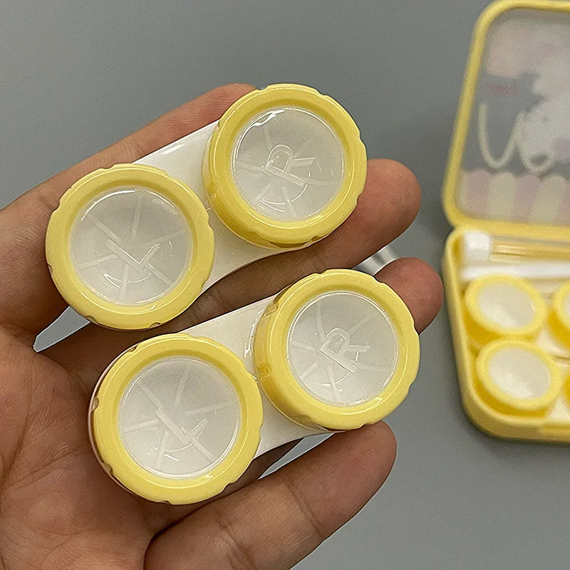 صندوق عدسات لاصقة لطيف الكرتون عدسات لاصقة رفيق صندوق العناية صندوق تخزين مجموعتين من صندوق العدسات اللاصقة