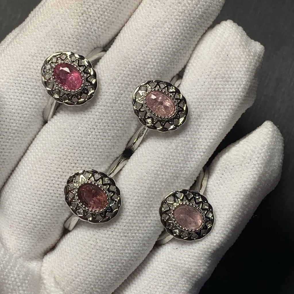 New Arrival Natural Pink Spinel Rings Female  Jewelry For Women Gift Copper Cute Stone Flower