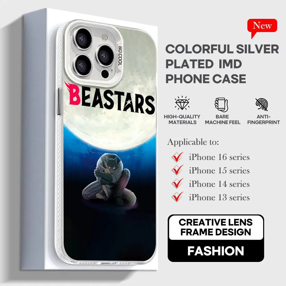 cartoon Beastars-Aesthetic Phone Case White IMD Colorful Silver Suitable soft case for iPhone 16 15 14 13 12 11 XS Pro Max