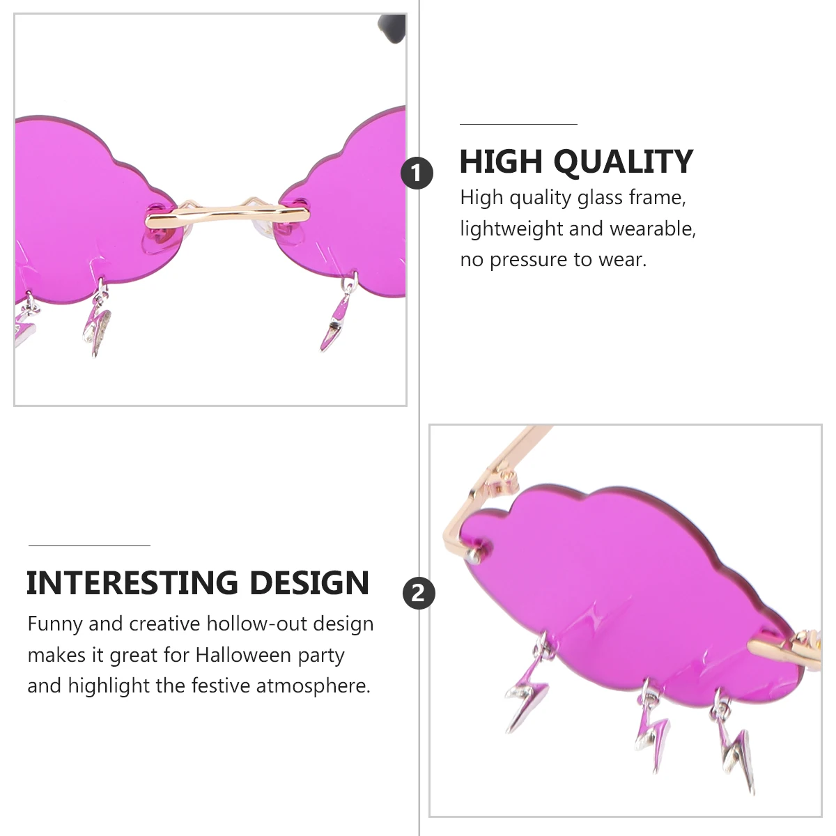 

Shape Women Violet Fashion Party Cloud Unique Trendy Sun Unique Glasses Protection Sunglasses Glasses