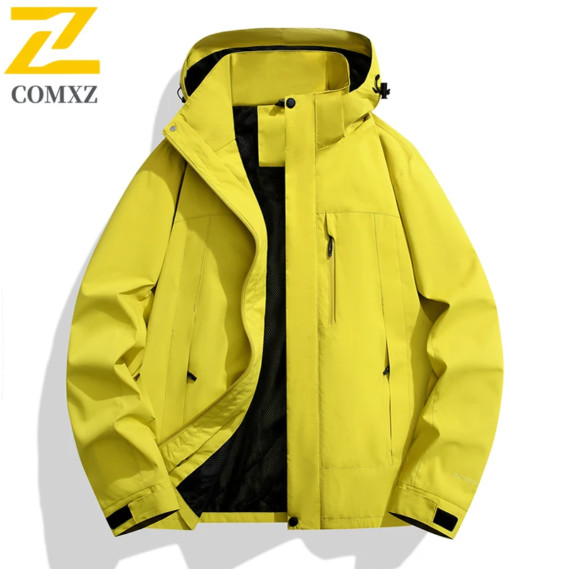 2025 New Mens Waterproof Hiking Jacket Man Windproof Sports Coat Trendy Hooded Jackets Outdoor Ride Climbing Running Windbreaker