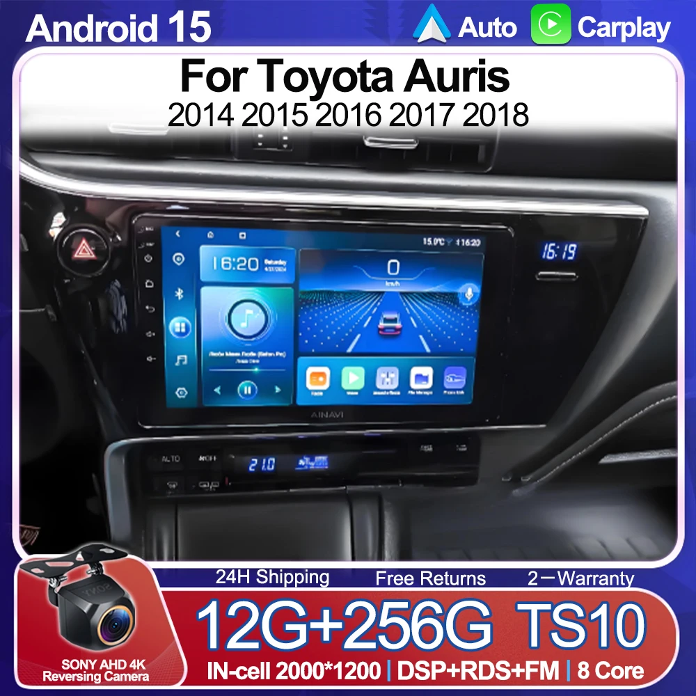 Car Radio Android 16 For Toyota Auris 2014 2015 2016 2017 2018 Navigation GPS Android Auto Multimedia Player Carplay Cam WIFI 5G