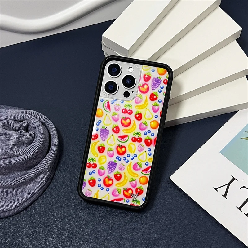 Cute 3D Mushroom Camouflage Leopard Luxury Wildflower  Phone Case For iPhone 13 12 14 15 16 Pro Max Metal wf Label Cartoon Cover