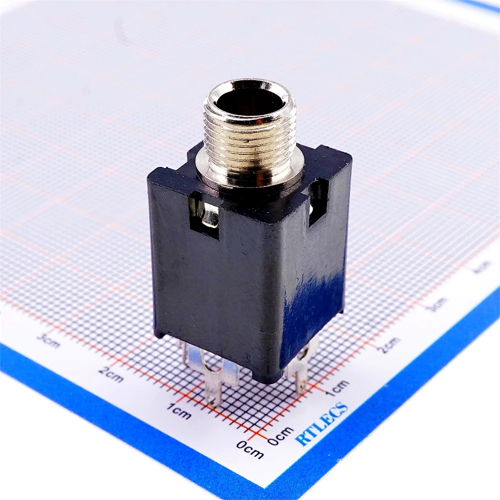2 5 20 PCS 6.35 mm Phone Jack 3 5 9 Pin Stereo Type Dual Tracks TRS Audio Connector Guitar Instrument Panel Mount Screw Vertical