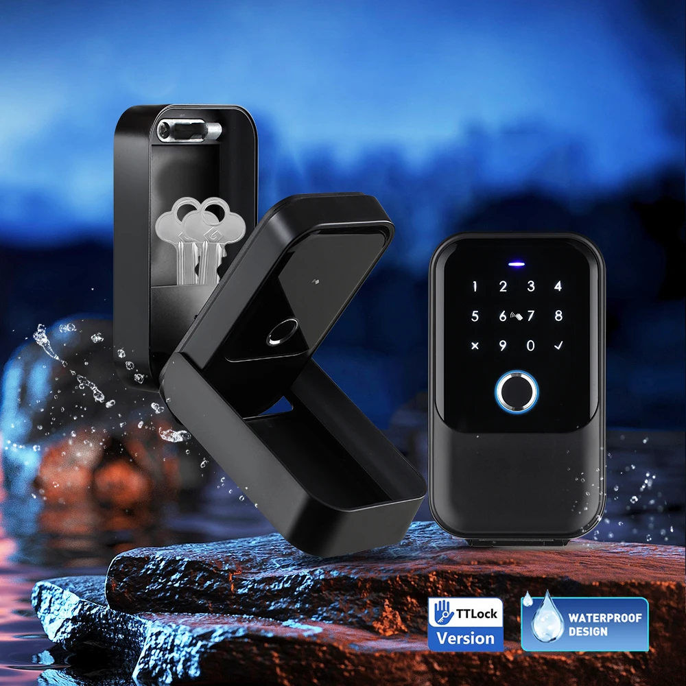 Waterproof Key Safe Box Smart Fingerprint Storage Secret Key Safety Box Tuya or TTlock App Bluetooth to WiFi Hub Unlock Padlock