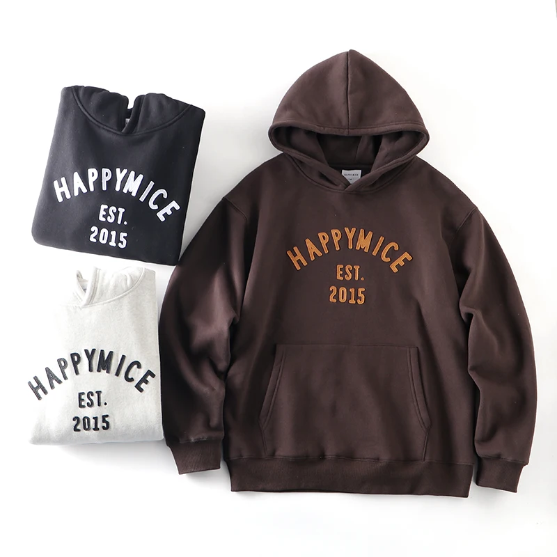 

Japanese Retro Letter Patchwork Embroidery Unisex Warm Coat Loose Cool Hoodie Sport Casual Hat Shirt for Couples Autumn Winter