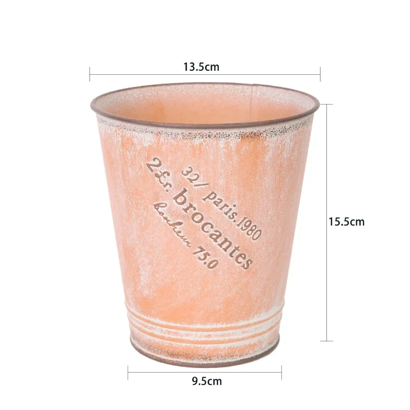 Pink Antiqued Ironwork Flower Pot Home Furnishings Balcony Plant Cultivation Basin Courtyard Horticulture Groceries Decoration