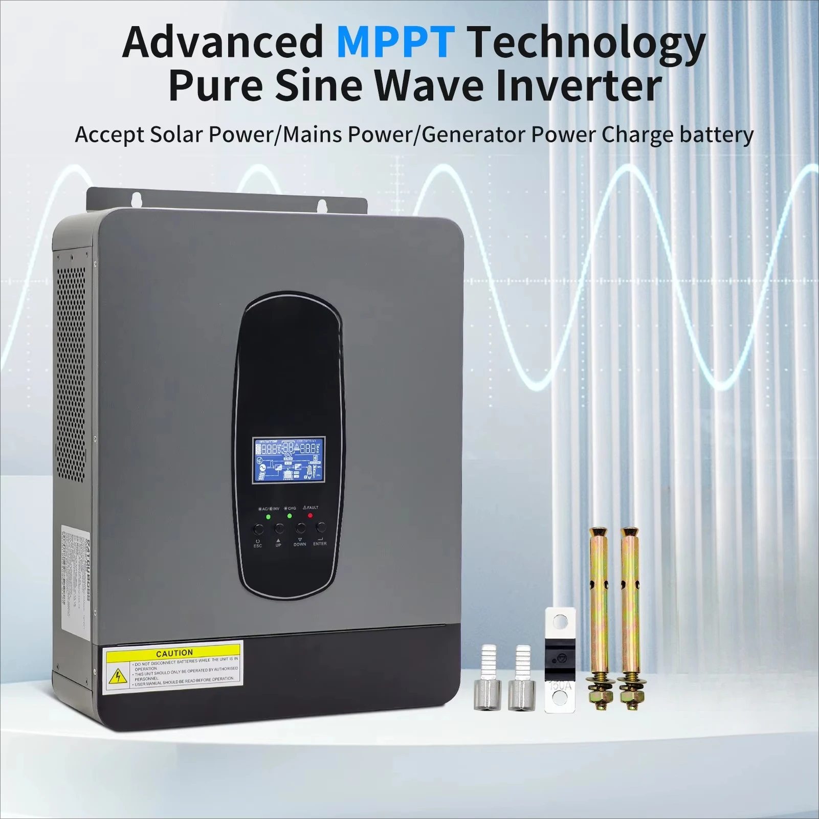 Charger Controller Home and Commercial Use 24V 220V 3000W 100A 3kW Maximum DC PV Input Hybrid Solar Inverter