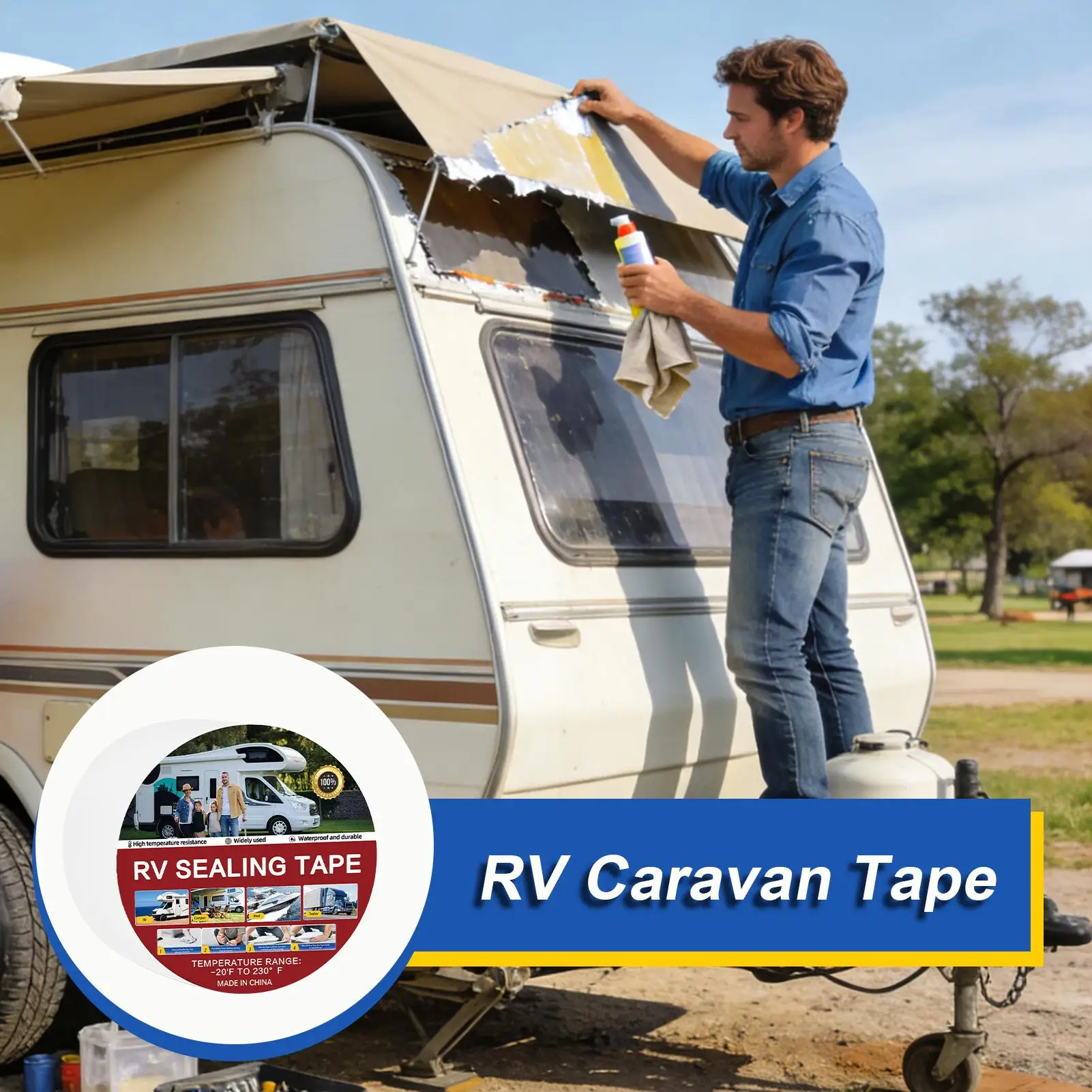 

RV Tape for Roof Caravan Scratch Cover Caravan Seam Tape Super strong adhesive force waterproof for Travelers Professionals