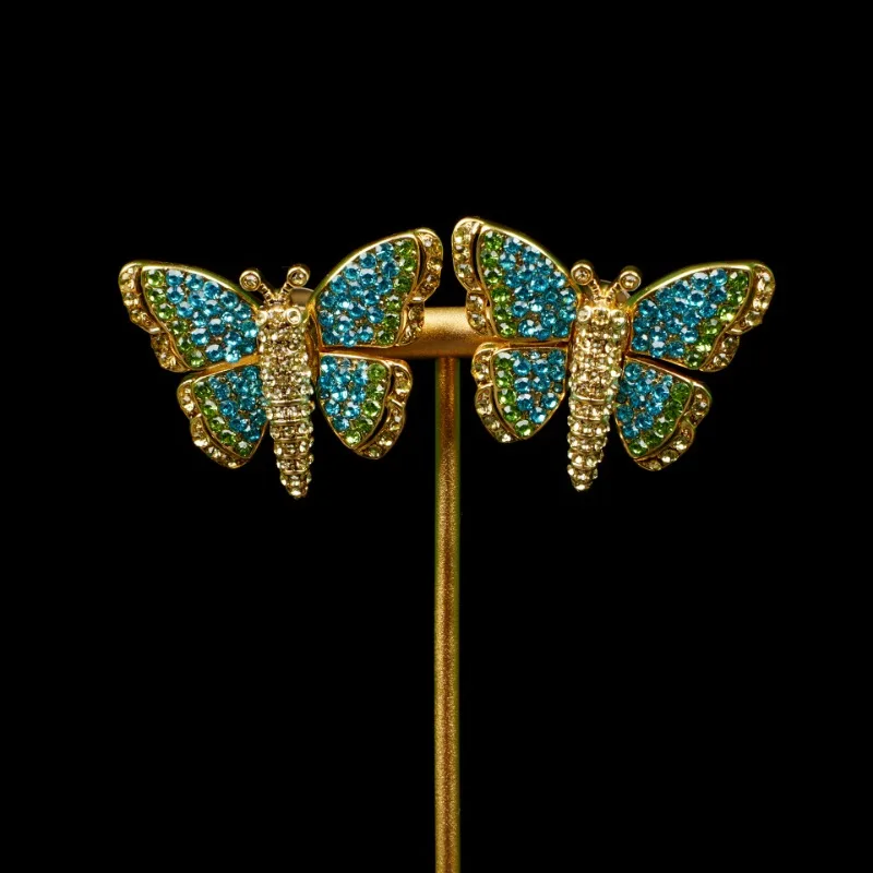 

Light Luxury Temperament Simple Butterfly Gentle Style Blue Sea Blue Bow Earrings Elegant Temperament Earrings