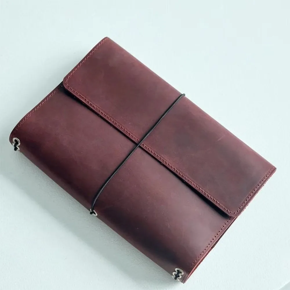A5 Notebook Organizer Loose Leaf Compact Notebook Cover Crazy Horse Leather Journal Cover Book Protective Cover For Hobby