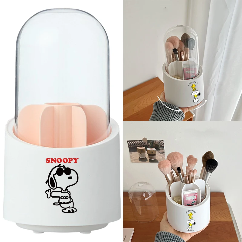 

Snoopy ящик для хранения кистей для макияжа аниме пылезащитный ящик для хранения макияжа большой емкости настольный вращающийся ящик для хранения инструментов для макияжа подарки