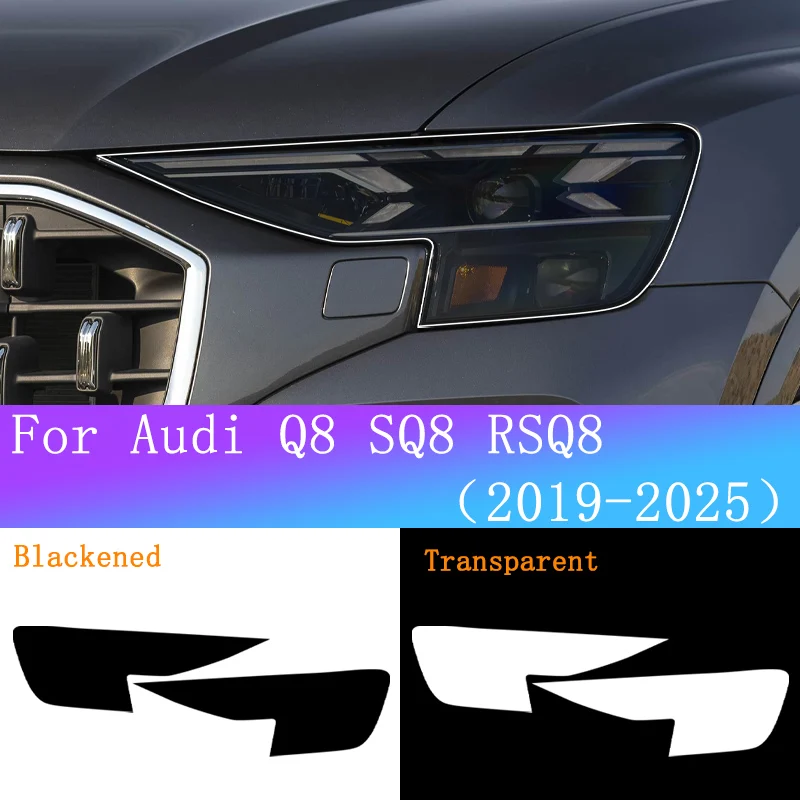 

For Audi Q8 SQ8 RSQ8 Car Headlight Protective Film 2 Pcs Smoke Black Tint Wrap Vinyl Transparent TPU Foil Sticker Armored Film
