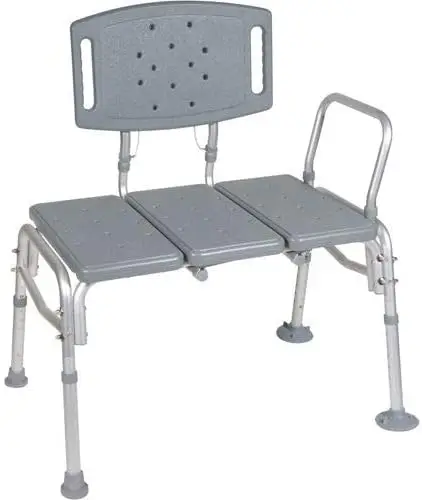 Transfer Bench Adjustable Height 500 Lbs, Heavy Duty Bariatric Tub Transfer Bench with Back, Non-Slip Seat, Bath Shower Bench