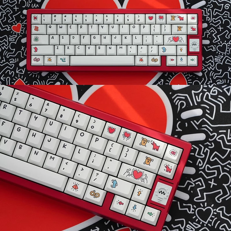 FBB أغطية المفاتيح Wooting Doodle Theme لمفاتيح Cherry Mx لوحة المفاتيح الميكانيكية PBT DIY ملحق لتخطيط 60%، 75%، 80%، 96%، 100%