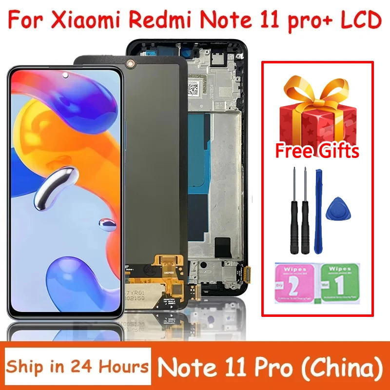 Test 100% pour Xiaomi Redmi Note 11 Pro+ Plus 5G 21091116 UG 21091116 Ensemble de numériseur d'écran tactile d'affichage à cristaux liquides d'UC