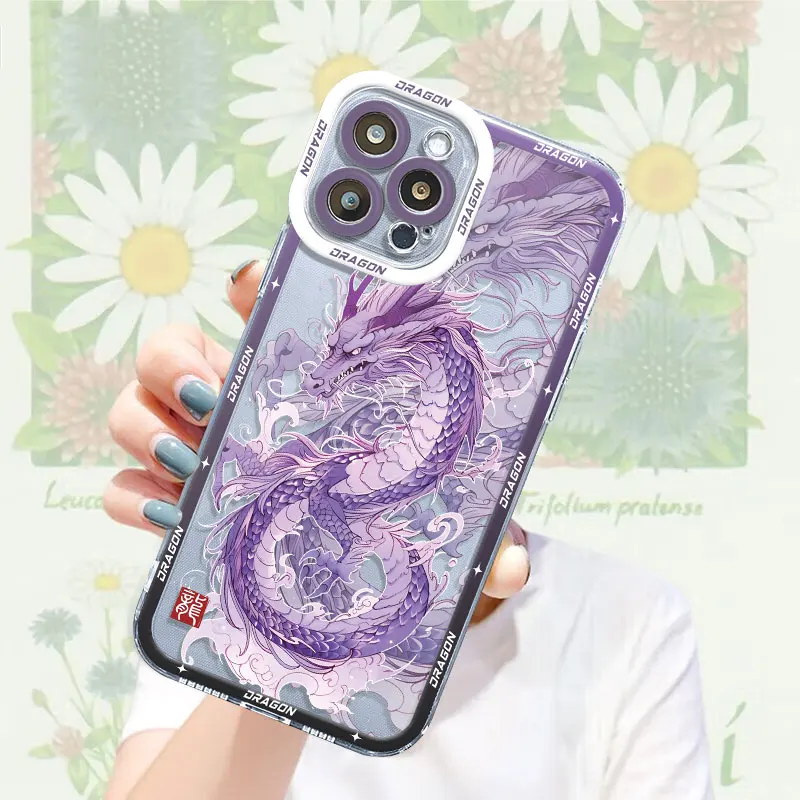 Luxury Chinese Dragon Case for Xiaomi Redmi Note 12S 9S 9 10 11 Pro 12 Pro Plus 5G 11S 10S 10 Pro Coque Transparent Soft Cover