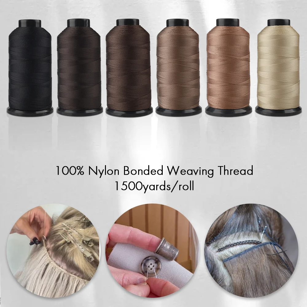 GlamorDove Hair Extension Sewing Thread – High Strength Bonded Nylon Thread for Weft Hair Extensions, Wig Making & Salon Use