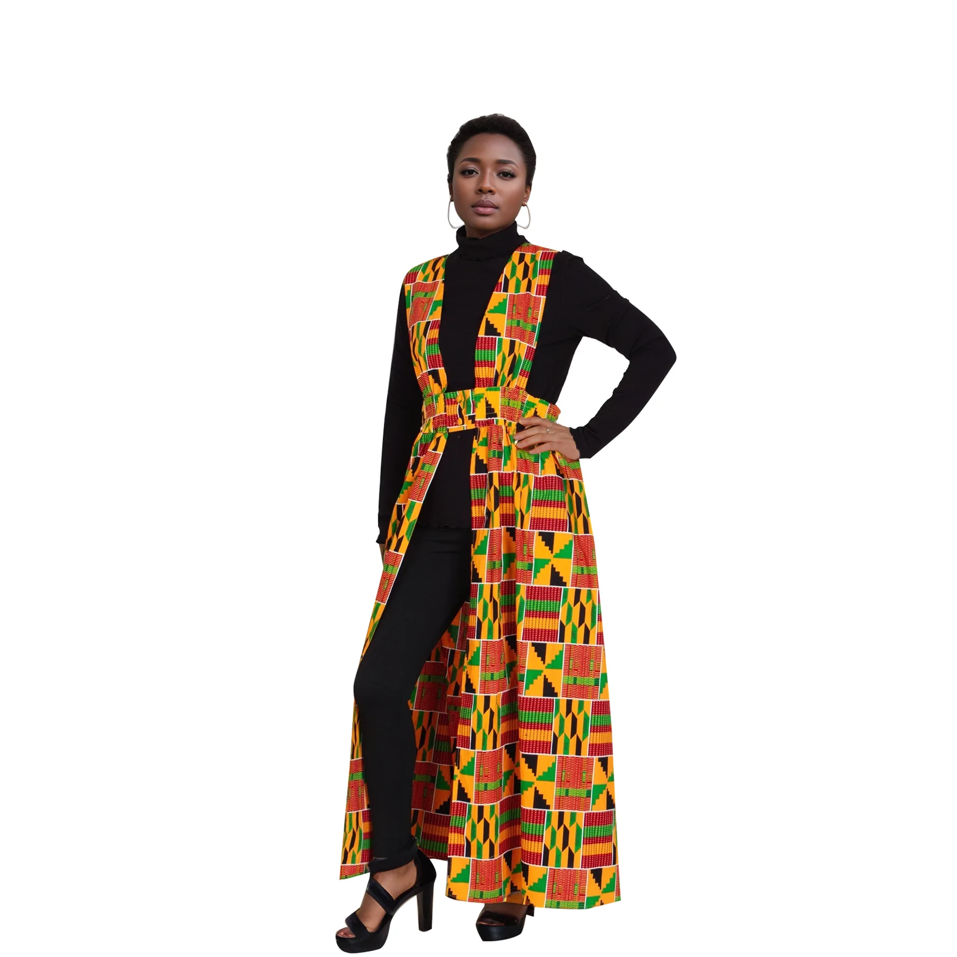 Women African print fabric dress coat colorful dress can custom made