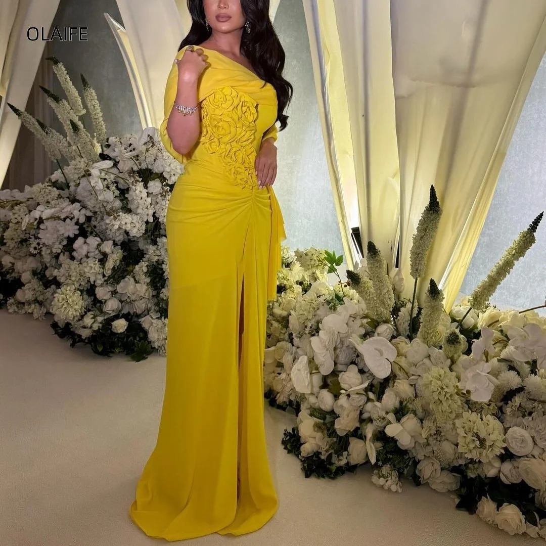 3D Flowers with Off Shoulder Prom Dress Mermaid Evening Dress Wedding Party Dress Elegant Prom Gowns Women Formal Dress